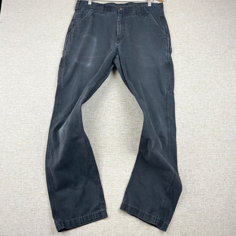 Carhartt Relaxed Fit Carpenter Pants Faded Black Canvas Workwear B324-BLK 35x34
